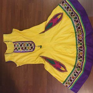 Yellow boho handmade dress from India